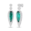 Thumbnail Image 1 of Pear-Shaped Lab-Created Emerald & White Lab-Created Sapphire Drop Earrings Sterling Silver