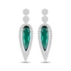 Thumbnail Image 2 of Pear-Shaped Lab-Created Emerald & White Lab-Created Sapphire Drop Earrings Sterling Silver