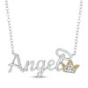 Thumbnail Image 1 of Diamond "Angel" with Crown & Halo Necklace 1/20 ct tw 10K Two-Tone Gold 18"