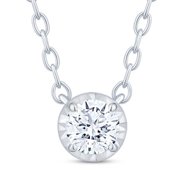 Round-Cut Diamond Solitaire Necklace 1/5 ct tw 10K White Gold 18" (I/I2)