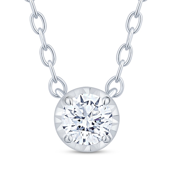 Round-Cut Diamond Solitaire Necklace 1/5 ct tw 10K White Gold 18" (I/I2)