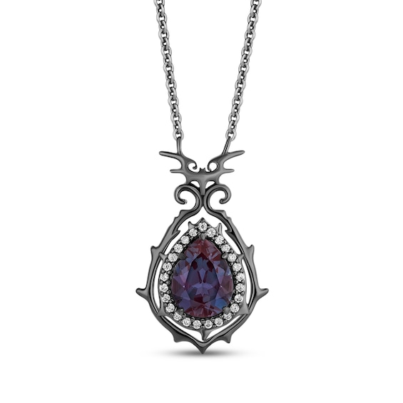 Disney Treasures The Nightmare Before Christmas Lab-Created Alexandrite & Diamond Necklace 1/10 ct tw Black Rhodium-Plated Sterling Silver 18"