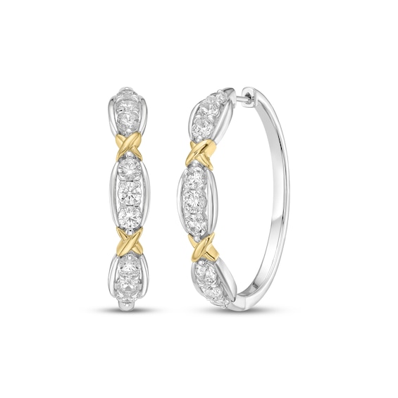 KAY Lab-Grown Diamonds Hoop Earrings 2 ct tw 10K Two-Tone Gold