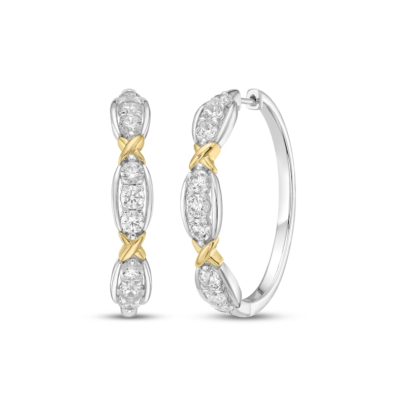 Main Image 1 of KAY Lab-Grown Diamonds Hoop Earrings 2 ct tw 10K Two-Tone Gold