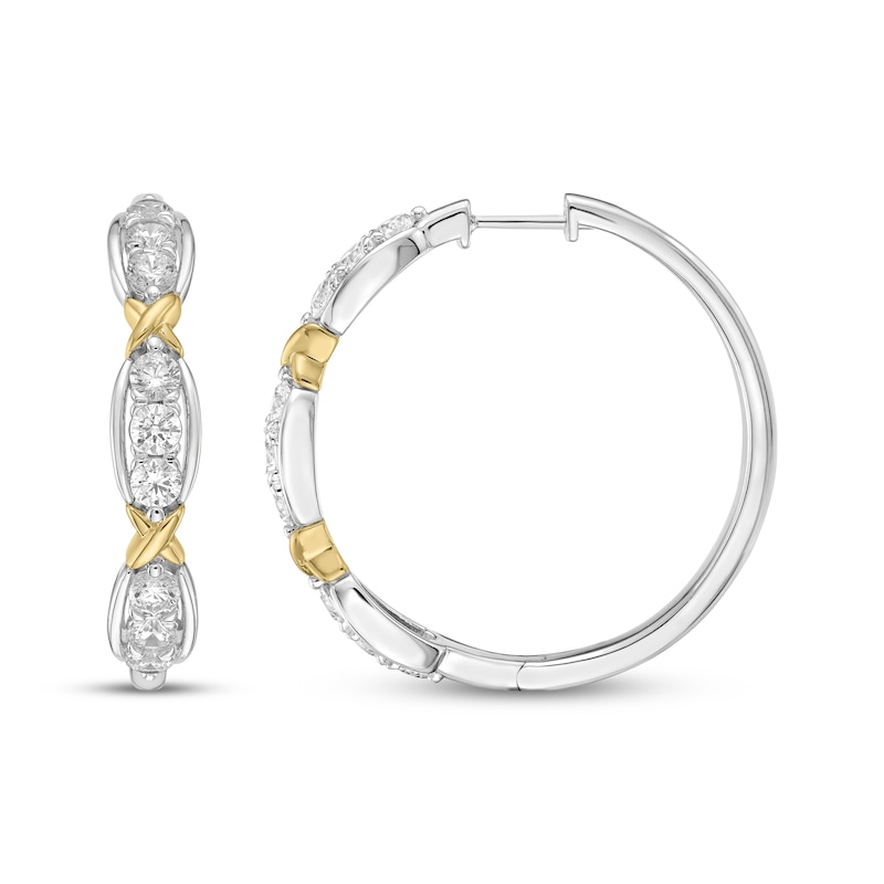 Main Image 3 of KAY Lab-Grown Diamonds Hoop Earrings 2 ct tw 10K Two-Tone Gold