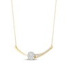 Thumbnail Image 2 of Closer Together Lab-Grown Diamond Halo Smile Necklace 3/4 ct tw 10K Two-Tone Gold 17"