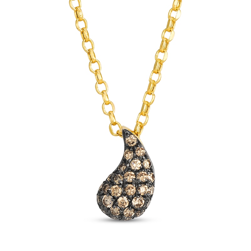 Main Image 1 of Le Vian Chocolate Diamond Teardrop Necklace 1/5 ct tw 14K Honey Gold 19"