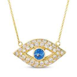 Le Vian Blue Sapphire Evil Eye Necklace 1 ct tw Diamonds 14K Honey Gold 20"