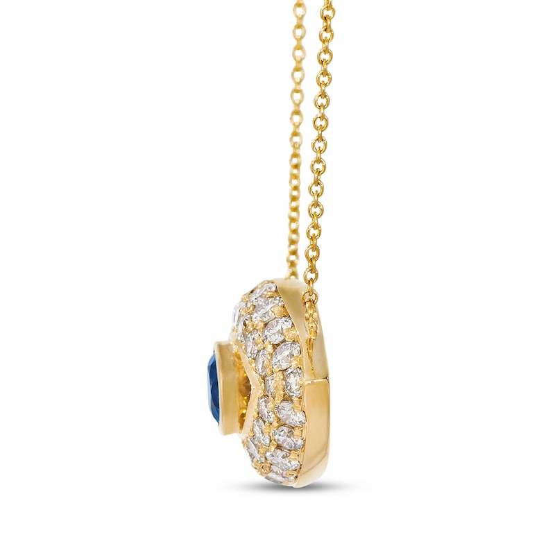 Main Image 2 of Le Vian Blue Sapphire Evil Eye Necklace 1 ct tw Diamonds 14K Honey Gold 20"