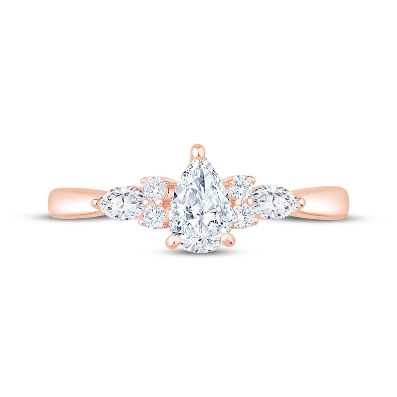 Main Image 3 of Now + Forever Lab-Grown Diamonds Pear-Shaped Engagement Ring 3/4 ct tw 14K Rose Gold