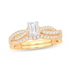 Thumbnail Image 1 of Now + Forever Lab-Grown Diamonds Emerald-Cut Twist Bridal Set 1 ct tw 14K Yellow Gold