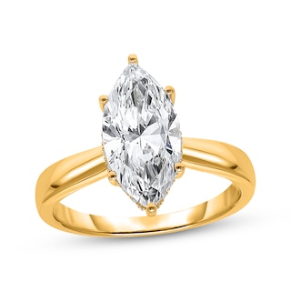 Now + Forever Lab-Grown Diamonds Marquise-Cut Solitaire Plus Engagement Ring 3-1/8 ct tw 14K Yellow Gold (F/VS2)