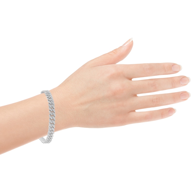 Main Image 4 of KAY Lab-Grown Diamonds Curb Chain Bracelet 1 ct tw Sterling Silver 7.25"