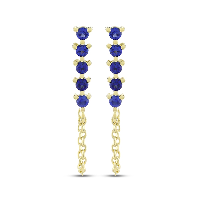 Main Image 2 of STUDIO BY KAY Blue Lab-Created Sapphire Chain Drop Earrings 24K Yellow Gold Vermeil Sterling Silver