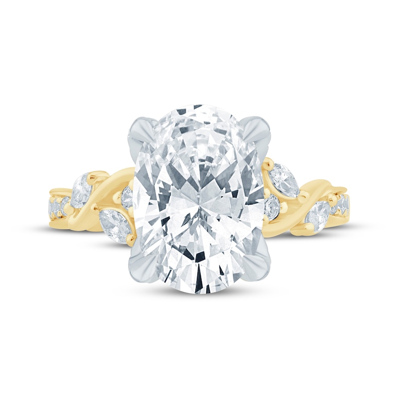 Main Image 4 of Monique Lhuillier Bliss Oval-Cut Lab-Grown Diamond Engagement Ring 4-3/4 ct tw 18K Two-Tone Gold