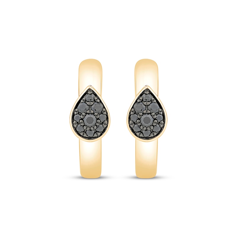 Main Image 2 of Black Multi-Diamond Hoop Earrings 1/4 ct tw 10K Yellow Gold