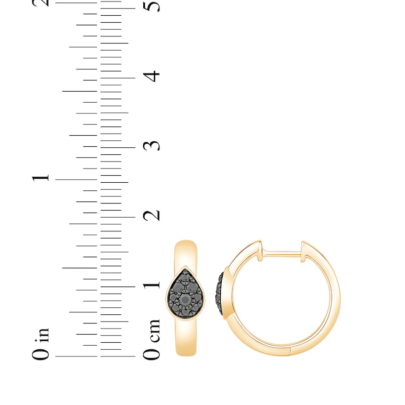 Main Image 4 of Black Multi-Diamond Hoop Earrings 1/4 ct tw 10K Yellow Gold