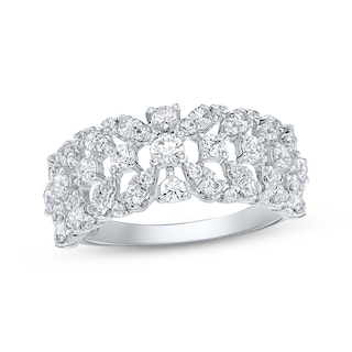 Diamond Multi-Row Scatter Fashion Ring 1 ct tw 10K White Gold