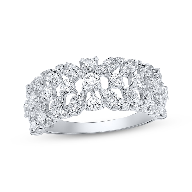 Main Image 1 of Diamond Multi-Row Scatter Fashion Ring 1 ct tw 10K White Gold