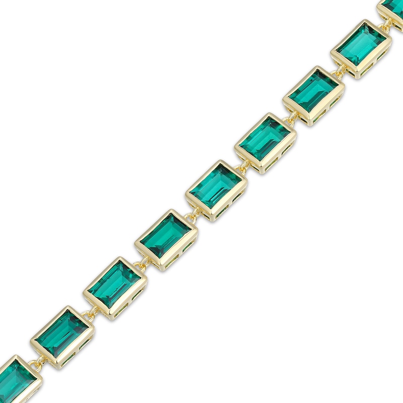 Main Image 2 of STUDIO BY KAY Baguette-Cut Lab-Created Emerald Bracelet 24K Yellow Gold Vermeil Sterling Silver 7.25"