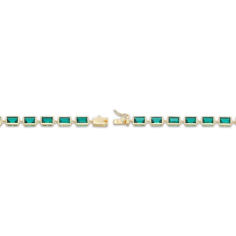 Main Image 3 of STUDIO BY KAY Baguette-Cut Lab-Created Emerald Bracelet 24K Yellow Gold Vermeil Sterling Silver 7.25"