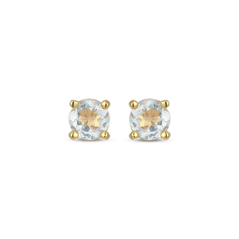 Main Image 2 of STUDIO BY KAY Aquamarine Solitaire Stud Earrings 24K Yellow Gold Vermeil Sterling Silver