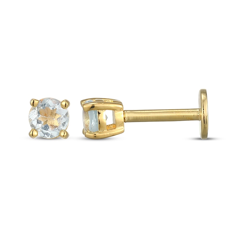 Main Image 3 of STUDIO BY KAY Aquamarine Solitaire Stud Earrings 24K Yellow Gold Vermeil Sterling Silver