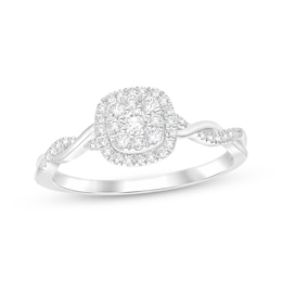 KAY Lab-Grown Diamonds Cushion Halo Fashion Ring 1/4 ct tw Sterling Silver