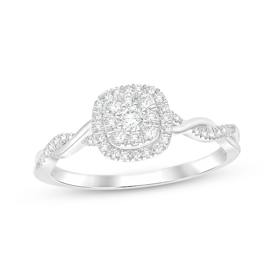 KAY Lab-Grown Diamonds Cushion Halo Fashion Ring 1/4 ct tw Sterling Silver