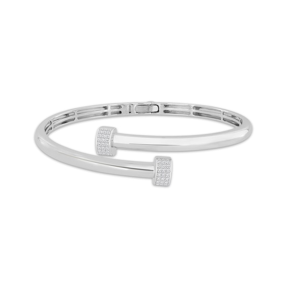 Diamond Nailhead Bangle Bracelet 1/6 ct tw Sterling Silver