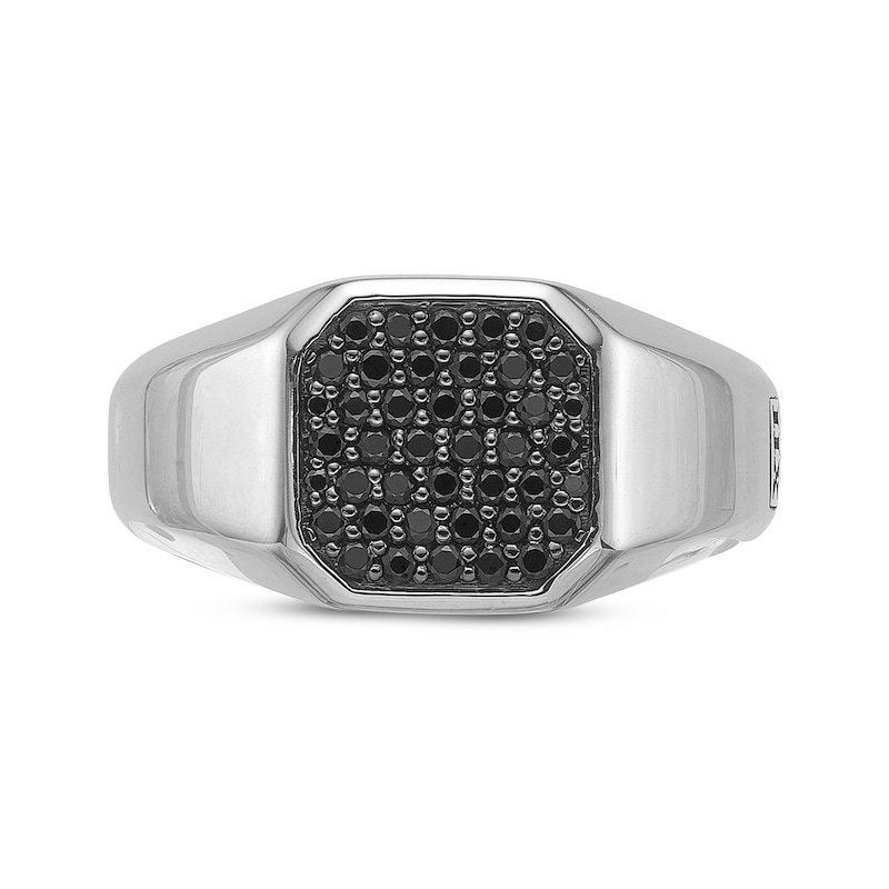 Main Image 4 of Men's Natural Black Spinel Octagon Signet Ring Sterling Silver