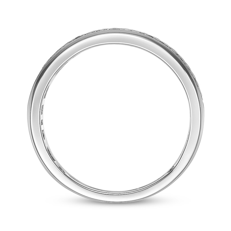 Main Image 3 of Men's Natural Black Spinel Woven Herringbone Pattern Ring Sterling Silver