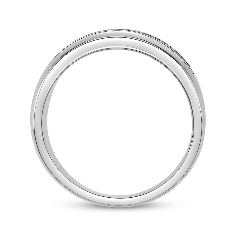 Main Image 3 of Men's Natural Black Spinel Two-Row Ring Sterling Silver