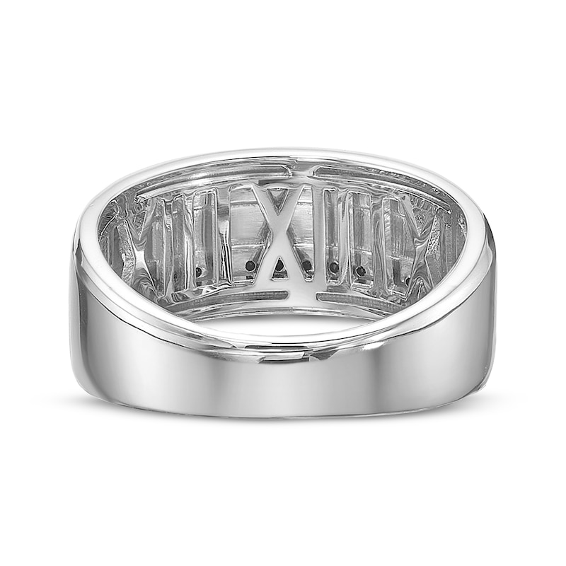 Main Image 5 of Men's Natural Black Spinel Two-Row Ring Sterling Silver