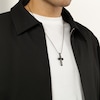 Thumbnail Image 5 of Twelve Crowns Men's Natural Black Spinel Cross Necklace Black Rhodium-Plated Sterling Silver 24"