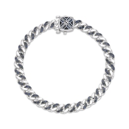 Twelve Crowns Men's Natural Sodalite & Blue Lab-Created Sapphire Curb Link Bracelet Sterling Silver 8.5"