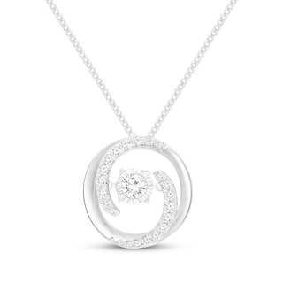 Unstoppable Love Diamond Swirling Circle Necklace 1/4 ct tw 10K White Gold 19"