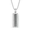 Thumbnail Image 1 of Men's Natural Black Spinel Two-Row Dog Tag Necklace Sterling Silver 24"