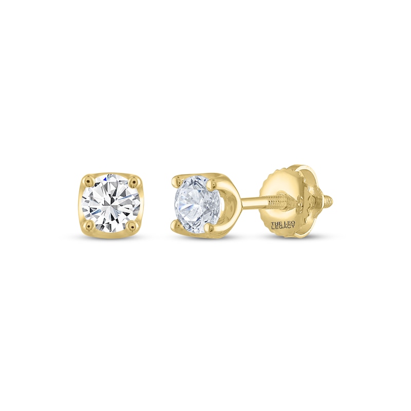 Main Image 1 of THE LEO Legacy Lab-Grown Diamond Round-Cut Solitaire Stud Earrings 1/2 ct tw 14K Yellow Gold (F/VS2)