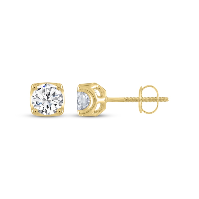 Main Image 3 of THE LEO Legacy Lab-Grown Diamond Round-Cut Solitaire Stud Earrings 1-1/2 ct tw 14K Yellow Gold (F/VS2)