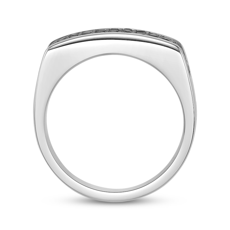 Main Image 3 of Men's Natural Black Spinel Three-Row Ring Sterling Silver