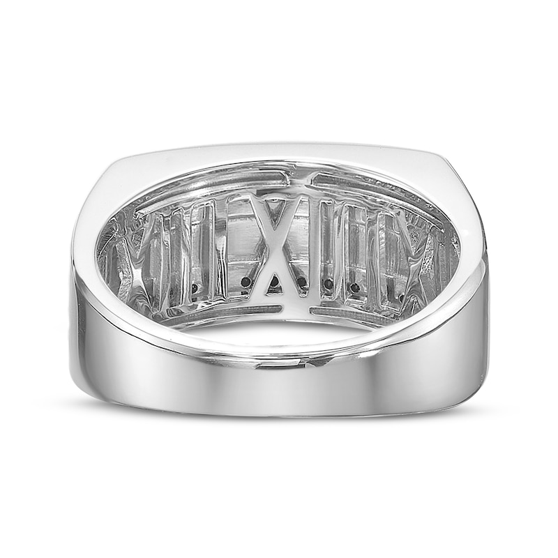 Main Image 5 of Men's Natural Black Spinel Three-Row Ring Sterling Silver