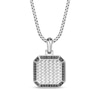 Thumbnail Image 1 of Men's Natural Black Spinel Octagon Woven Herringbone Pattern Necklace Sterling Silver 24"