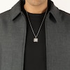 Thumbnail Image 5 of Men's Natural Black Spinel Octagon Woven Herringbone Pattern Necklace Sterling Silver 24"