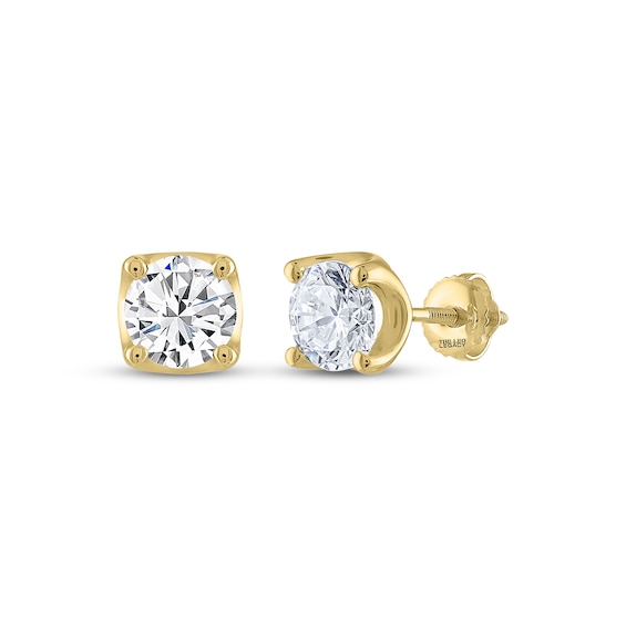 THE LEO Legacy Lab-Grown Diamond Round-Cut Solitaire Stud Earrings 2 ct tw 14K Yellow Gold (F/VS2)