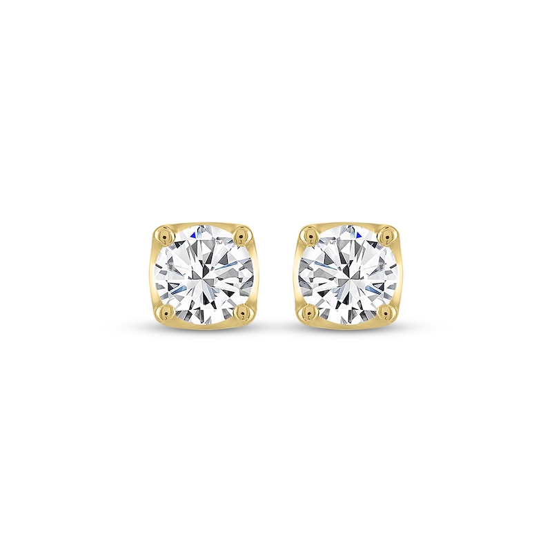 Main Image 2 of THE LEO Legacy Lab-Grown Diamond Round-Cut Solitaire Stud Earrings 2 ct tw 14K Yellow Gold (F/VS2)