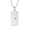 Thumbnail Image 3 of Men's Natural Black Spinel Dog Tag Necklace Sterling Silver 24"