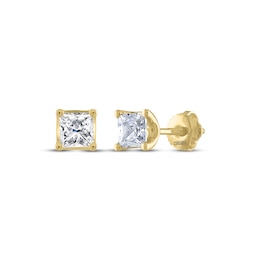 THE LEO Legacy Lab-Grown Diamond Princess-Cut Solitaire Stud Earrings 1 ct tw 14K Yellow Gold (F/VS2)