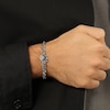 Thumbnail Image 5 of Twelve Crowns Men's Cushion-Cut Natural Agate & Black Spinel Curb Link Bracelet Sterling Silver 8.5"