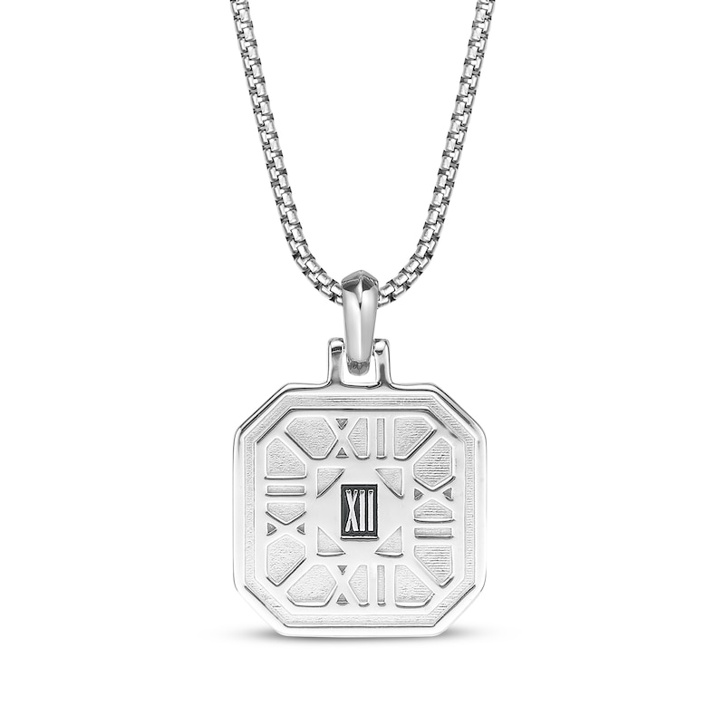 Main Image 3 of Men's Natural Black Spinel Octagon Necklace Sterling Silver 24"